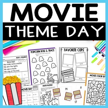 Preview of Movie Day Activities with Craft and Writing - Popcorn Theme Day for K or 1