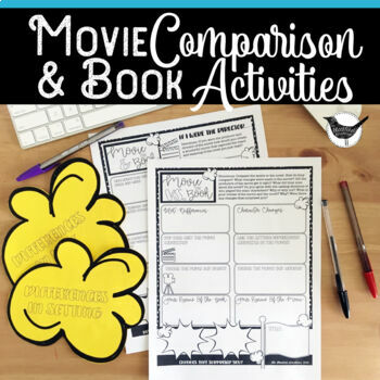 Preview of Novel And Movie Comparison Activities, During the Movie, Movie Review Worksheets
