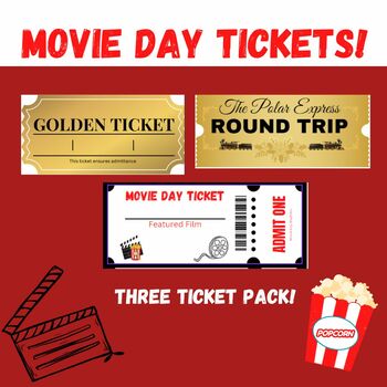 Movie Day Ticket Pack- 3 Styles by Movie Day Madness | TPT