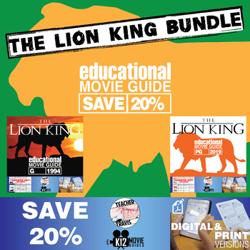 Preview of Movie Guide Bundle made for The Lion King | Worksheet | (1994 & 2019) SAVE 20%