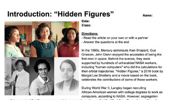 Preview of Movie Guide Kit- Hidden Figures