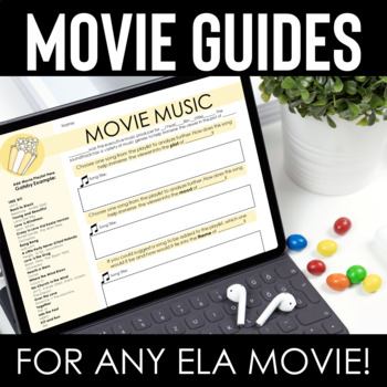 Preview of Movie Guide Worksheets for ANY Movie: ELA Book vs Movie Activities + Film Study