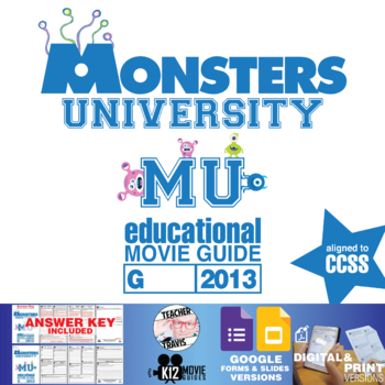 Preview of Movie Guide made for Monsters University | Questions | Worksheet (G - 2013)