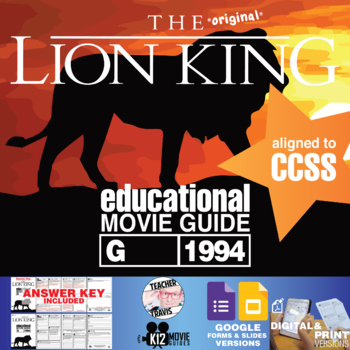 Preview of Movie Guide made for The Lion King | Questions | Worksheet | Google (G - 1994)