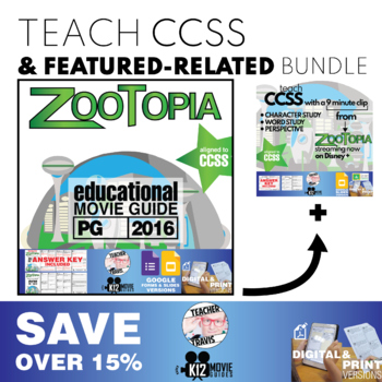Preview of Movie Guide made for Zootopia & CCSS Targeted Mini Lesson Plan Bundle | SAVE 15%