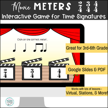 Preview of Time Signature Game - Movie Meters Interactive Review in 2, 3, 4 - Google Slides