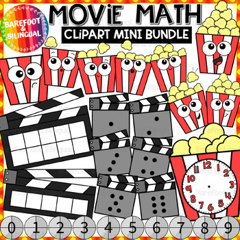 Preview of Movie Nigh Math Clipart Mini Bundle - 6 Sets in 1 - Dice, Number Clipart & More