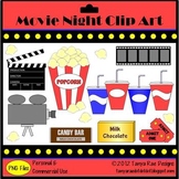 Movie Night Clip Art {Color & Black Line}