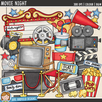 Preview of Movie Night Clip Art (Kate Hadfield Designs)