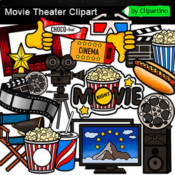 Preview of Movie Night Clip Art commercial use/ Movie theater Clip Art