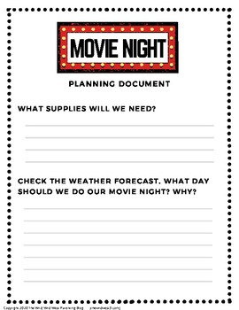 Preview of Movie Night Educational Activities & Planning Packet for Elementary Students