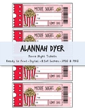 Movie Night Tickets, Events, Popcorn, Red, Movie, Film, Ti