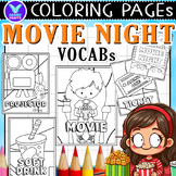 Movie Night Vocabs Coloring Pages & Writing Paper Art Acti