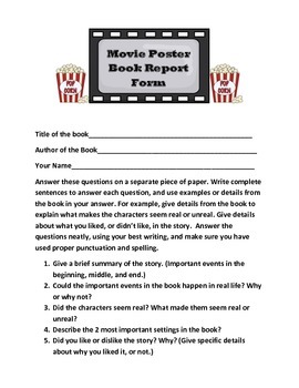movie poster book report project examples