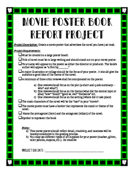 Movie Poster Book Report Project by Sassy In 6th | TpT