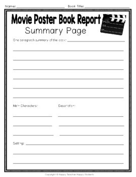 book report movie poster