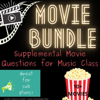 Preview of Movie Questions BUNDLE! 10+ Sets of Questions for your Classroom - Sub Plans
