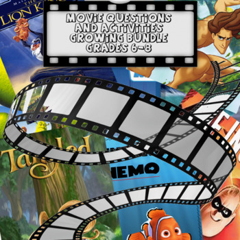 Preview of Movie Questions and Activities Growing Bundle Grades 7-9