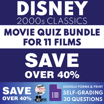 Preview of Movie Quiz Bundle (11) for Classic 2000s Disney Films | Self Grading