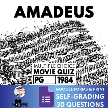 Preview of Movie Quiz made for Amadeus (PG - 1984) | 30 Self-Grading Questions