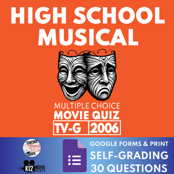 Preview of Movie Quiz made for High School Musical (G - 2006) | 30 Self-Grading Questions