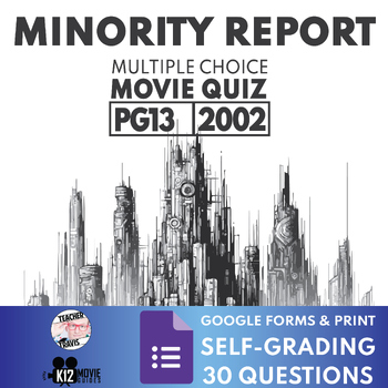 Preview of Movie Quiz made for Minority Report (PG13 - 2002) | 30 Self-Grading Questions