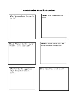 movie review graphic organizer examples