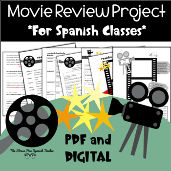 Preview of Movie Review PROJECT for Spanish classes