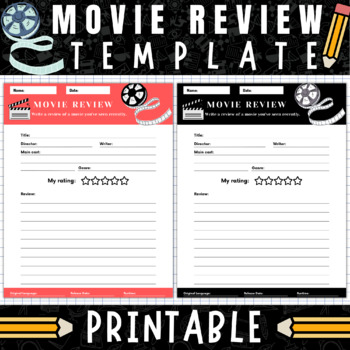 Movie Review Template | Film Review Worksheet by HajarTeachingTools