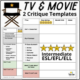 Movie Review Template and TV Show Review Template: 2 Editable Forms + Genres ESL