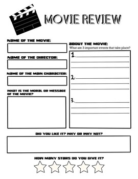 Preview of Movie Review Worksheet
