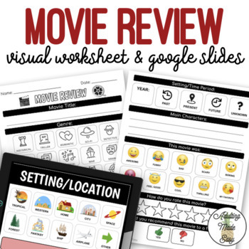Preview of Movie Review Worksheet & Google Slides