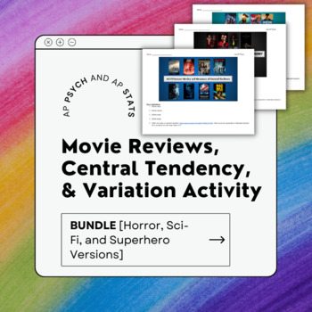 Preview of Movie Reviews, Central Tendency, & Variation Activity BUNDLE [Print+Digital+Key]