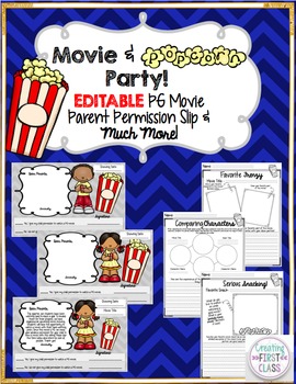 Preview of Movie Reward: Companion Worksheets for Any Movie & PG Rating Permission Slip