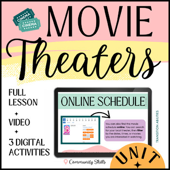 Preview of Movie Theater & Cinema SPED Unit | Life Skills Community Lesson & Activities