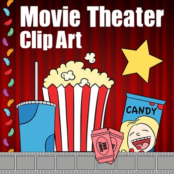 Preview of Movie Theater Clip Art, Theatre Clipart -- Popcorn, Soda, Candy Border, Tickets