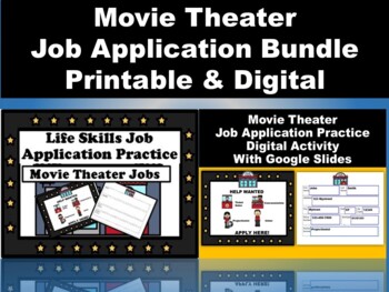 Preview of Movie Theater Job Application Printable/ Digital Bundle
