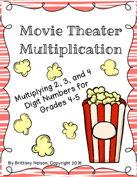 Preview of Movie Theater Multiplication, Extension/Practice Activity for Grades 4 & 5