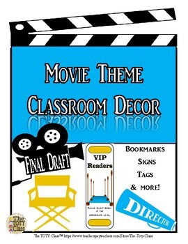 Preview of Movie Theme Classroom Decor( Turquoise)