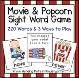 Movie Theme Sight Word Game for Popcorn Words