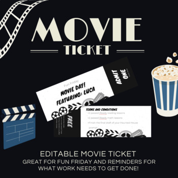 Movie Ticket by Teach4TheStars | TPT