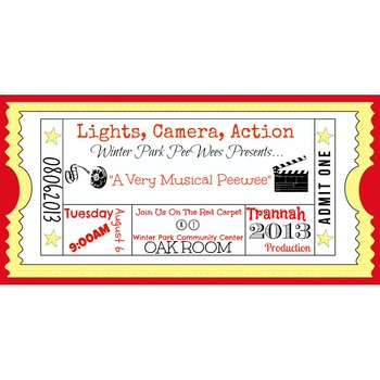 movie ticket template by tracy reinke teachers pay teachers