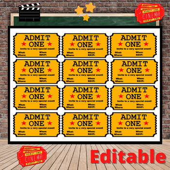 Movie Tickets Student Awards Theatre Drama Teacher Editable | TPT