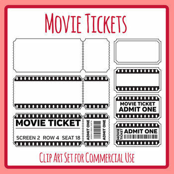 Movie Tickets Templates - Blank and Complete Cinema / Film Tickets Clip Art