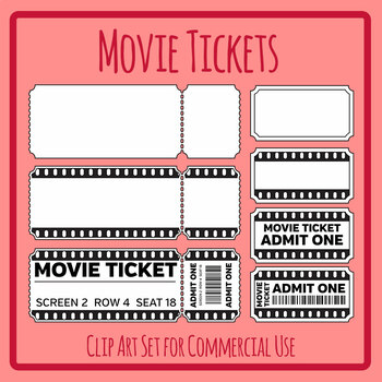 Movie Tickets Templates - Blank and Complete Cinema / Film Tickets Clip Art