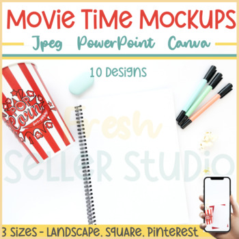 Preview of Movie Time & Popcorn Mockups for TpT Sellers | Thumbnails Pinterest Marketing