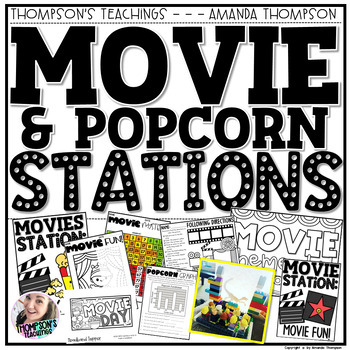 Preview of Movie and Popcorn Themed Centers - End of Year Theme Days