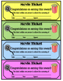 Movie tickets - classroom rewards