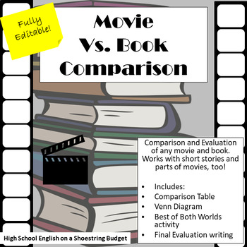 Movie vs Book Comparison Activity (Fully Editable)