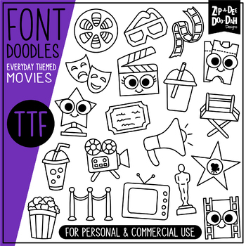 Preview of Movies Doodle Font {Zip-A-Dee-Doo-Dah Designs}